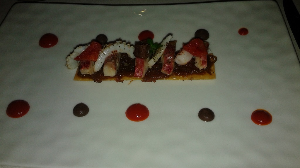 Confit Sea Bass with Red Mullet and Squid